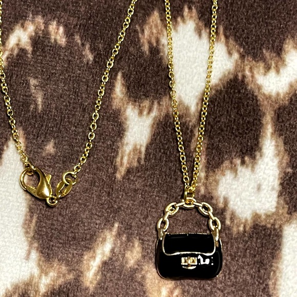 18k Gold Plated Sterling Silver Necklace 18" Chain with Purse Handbag Charm - Picture 3 of 4